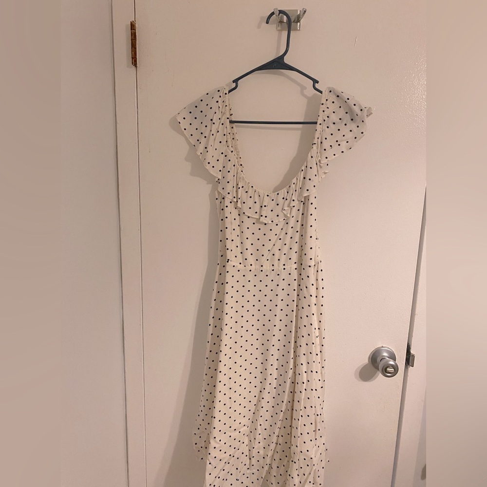 Cream w/ black polka dot ruffle dress